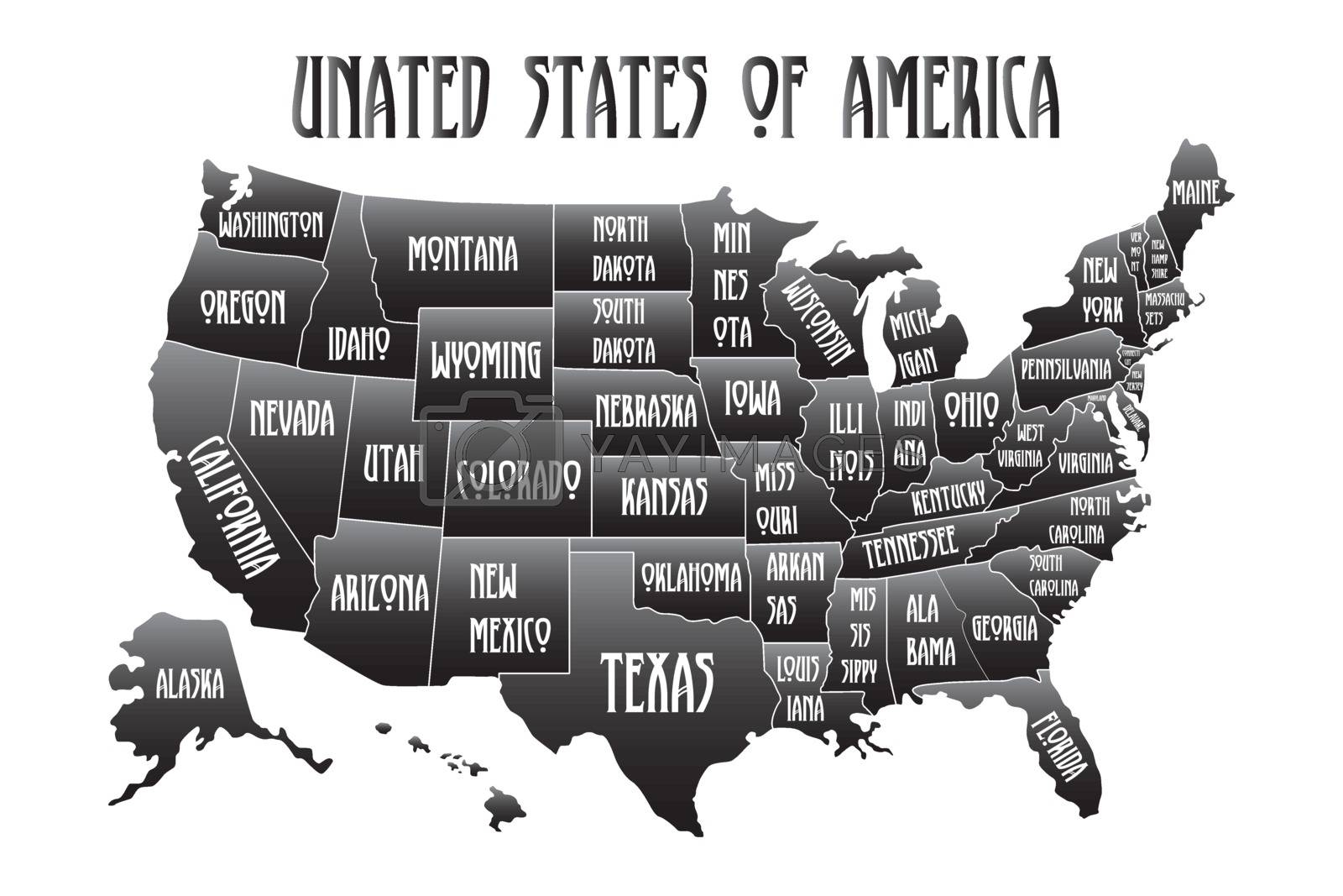 Us Map Black And White Printable