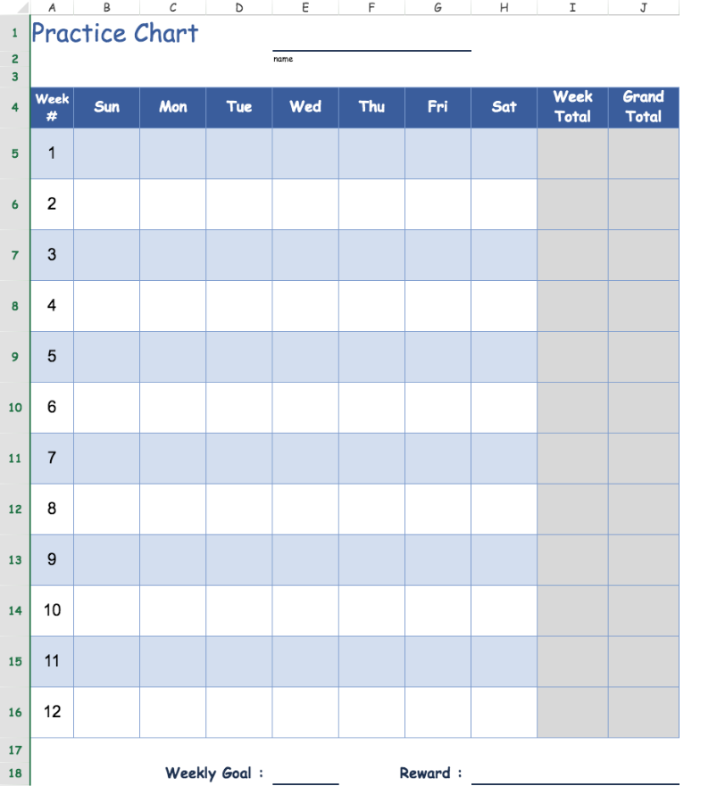 Practice Chart Template Excel Template
