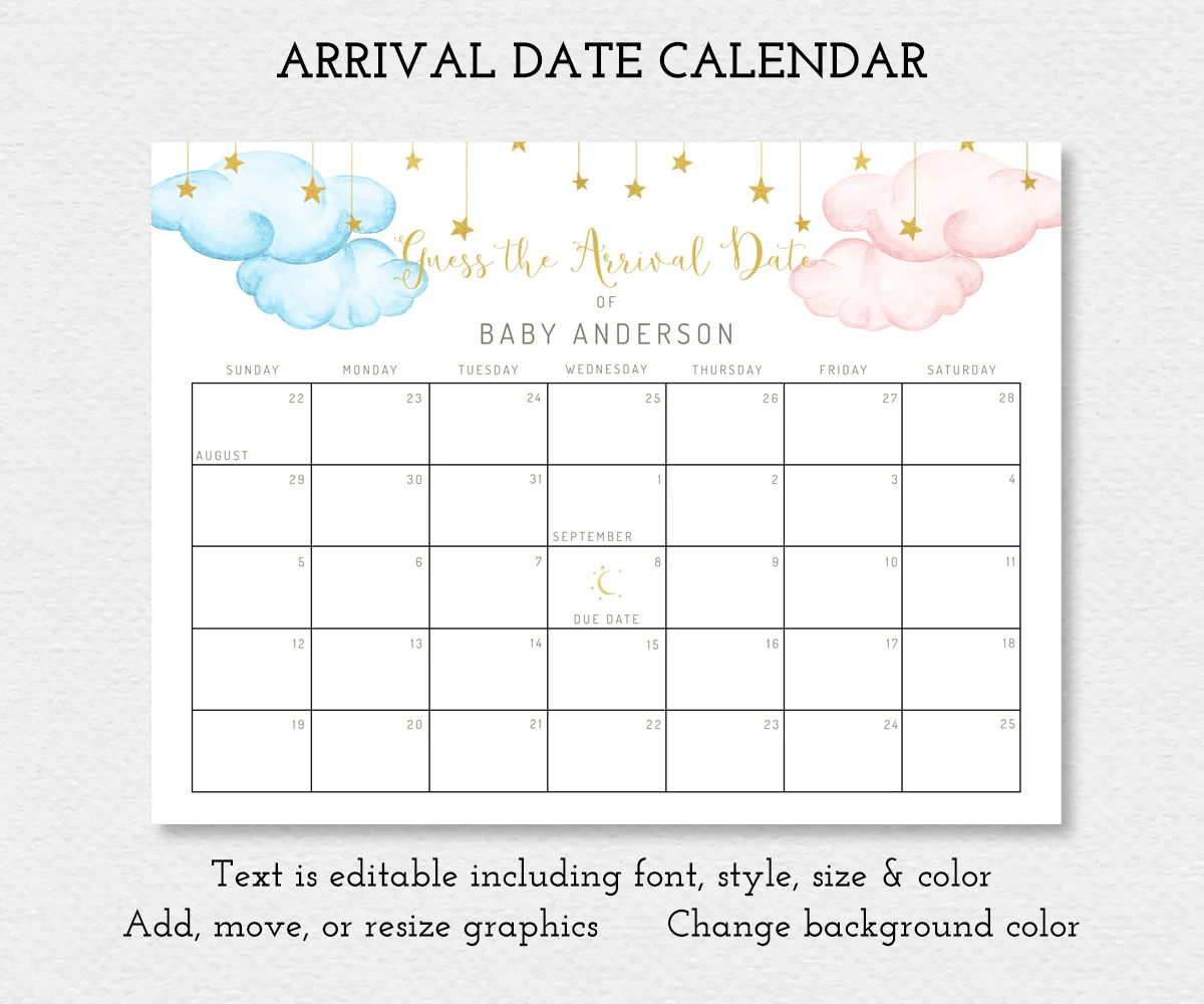 Prediction Calendar Game Printable Baby Guess The Due Date Calendar Online Twinkle Little Star Baby Due