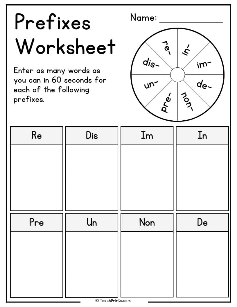 Prefix Worksheets 10 Free PDF Printables Teach Prints