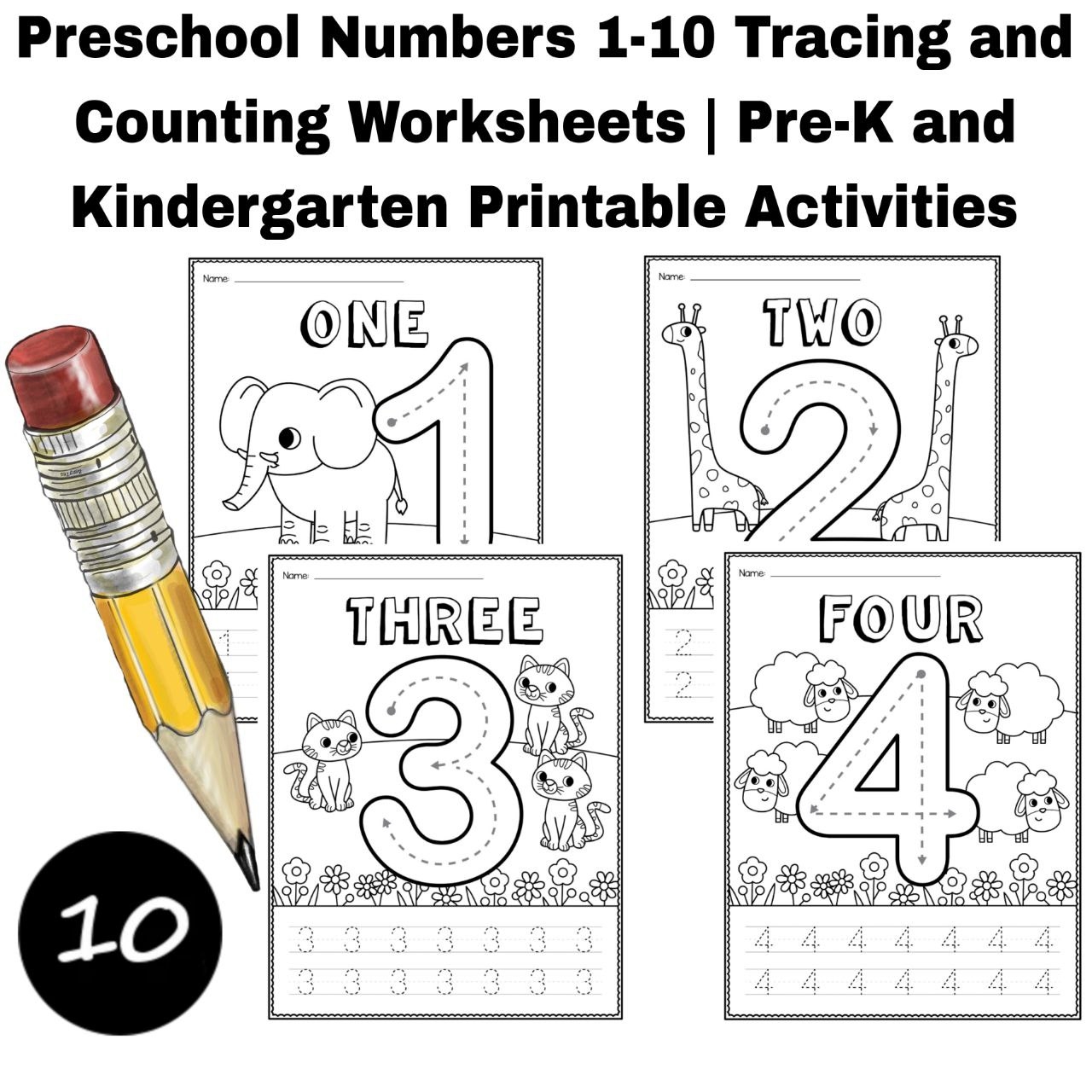 Pre K Printable Worksheets Numbers