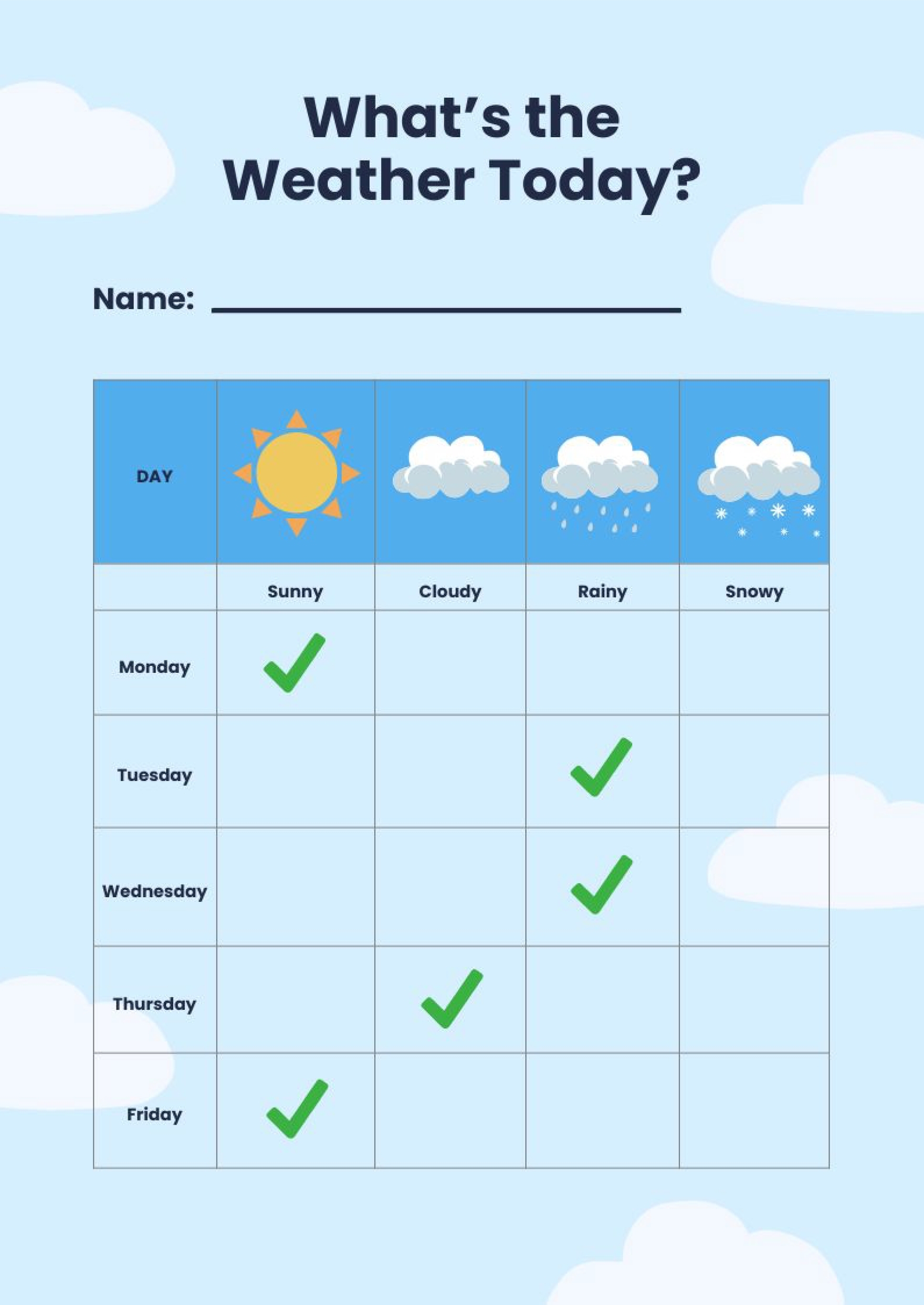 Preschool Printable Weather Chart