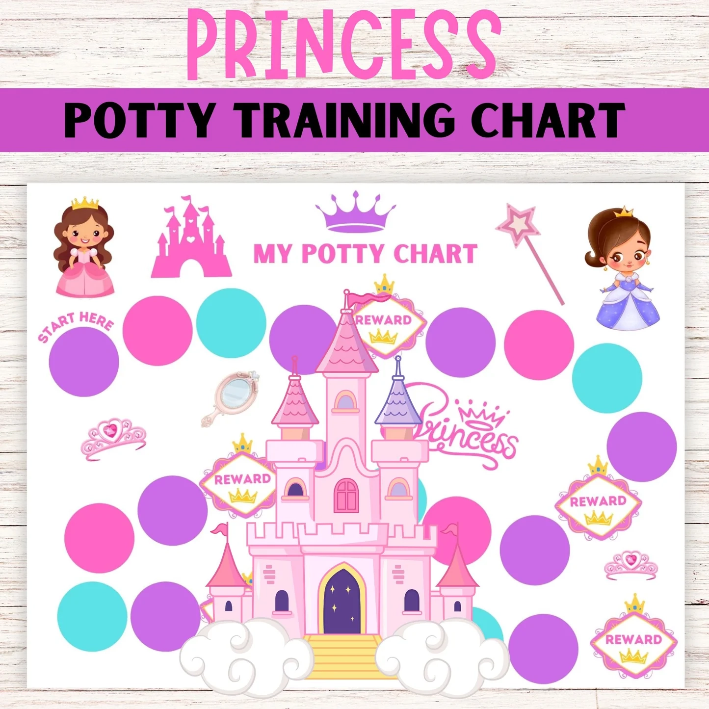 Princess Potty Training Chart For Girl Printable Princess Themed Pot Girly Girl Tutus
