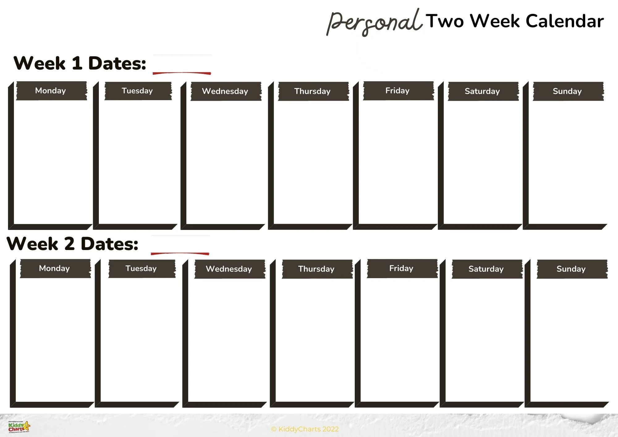 Printable 2 Week Calendar Template To Organise Your Life