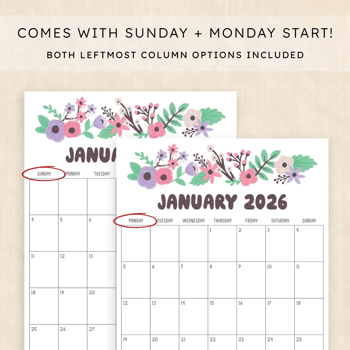 Printable 2026 Calendar Driftwood Dreams