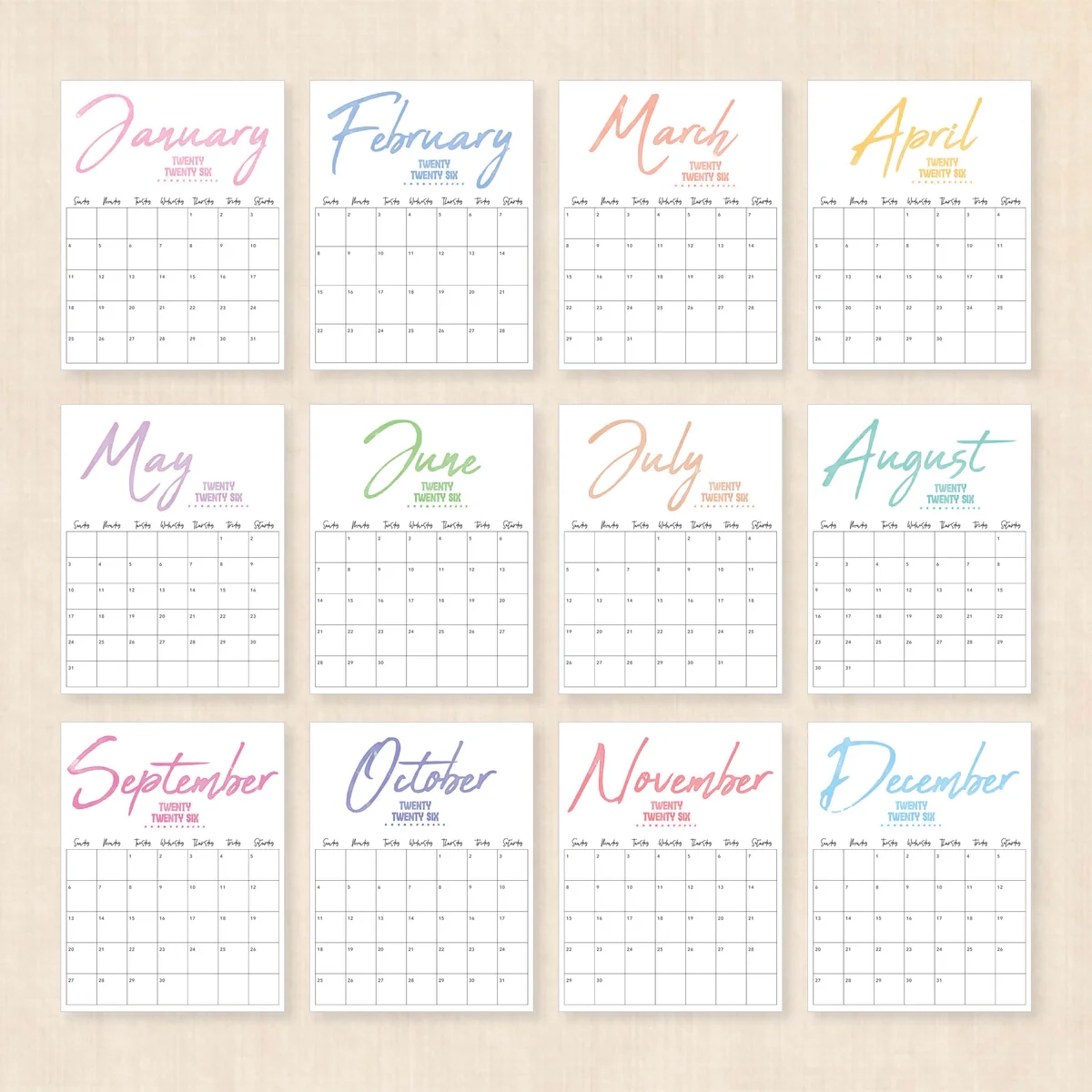 Printable 2026 Calendar Jazzy Jewels