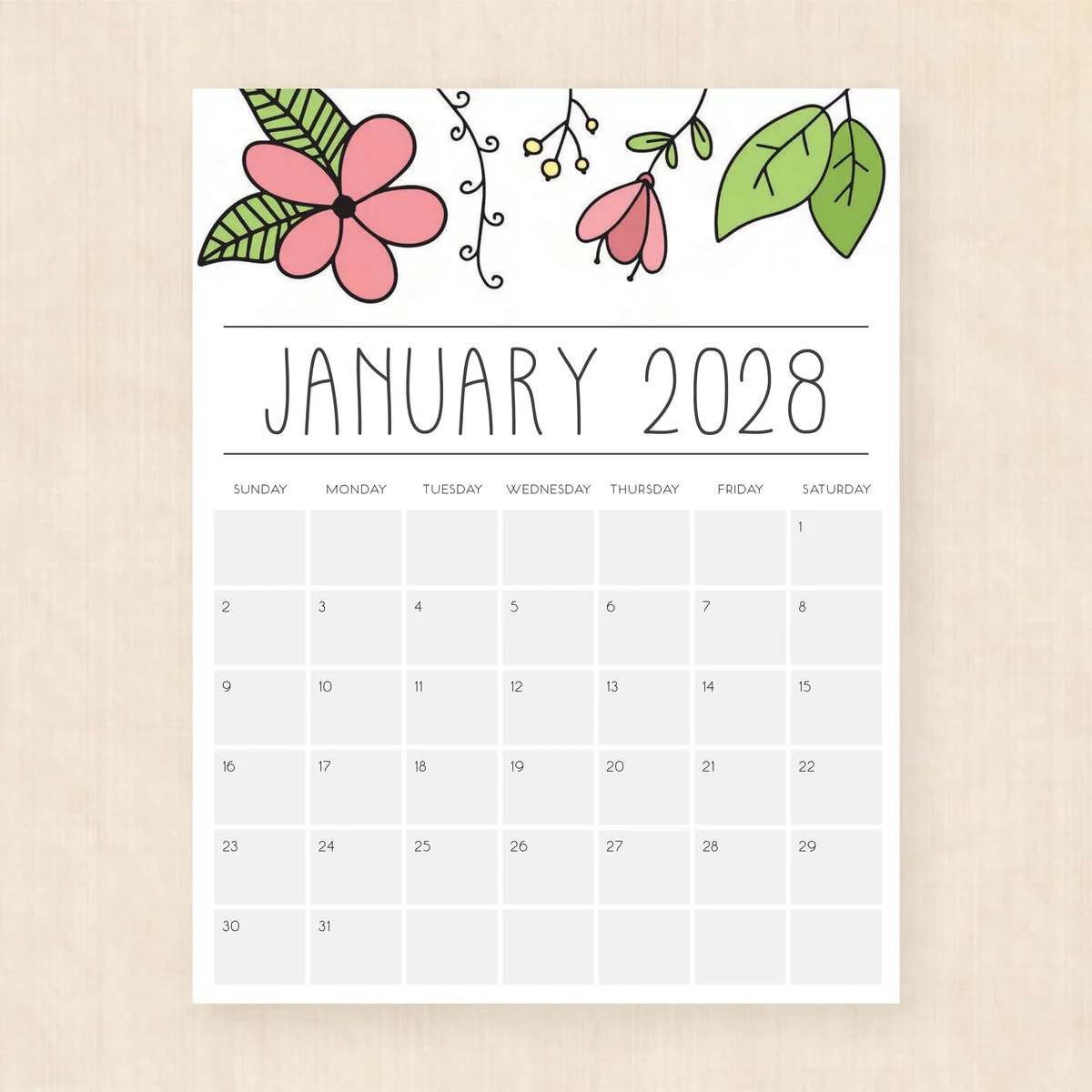Printable 2028 Calendar Opulent Orchids Printable 2028 Calendar Opulent Orchids