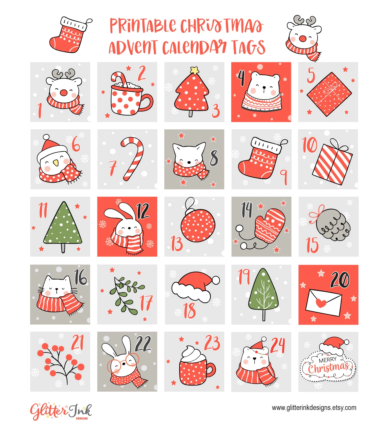 Advent Calendar Stickers Printable
