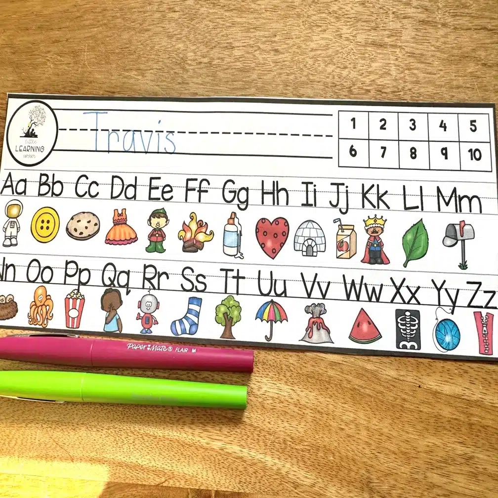 Printable Alphabet Strip For Desk And Tables Little Learning Corner