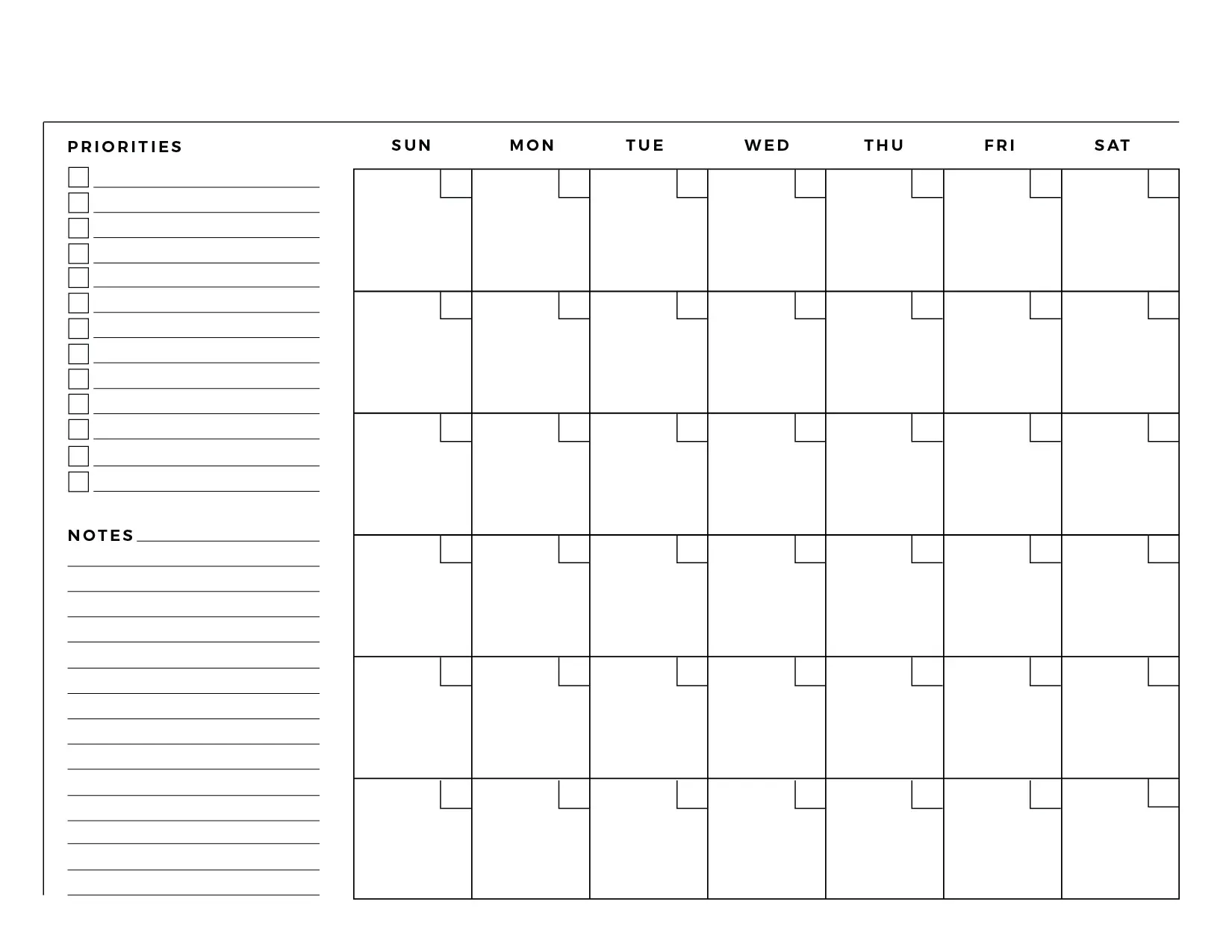 Blank Calendar Pdf Printable