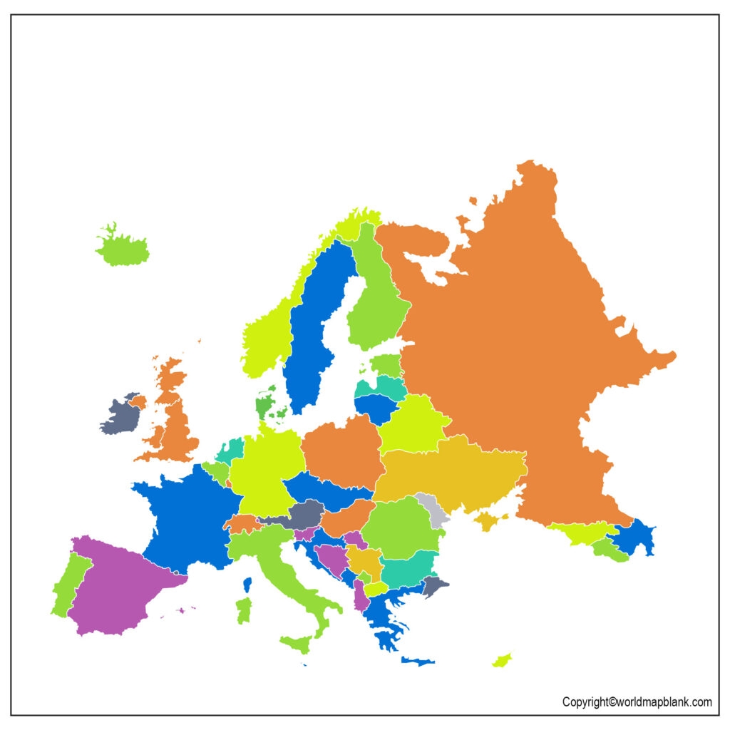 Europe Map Outline Printable