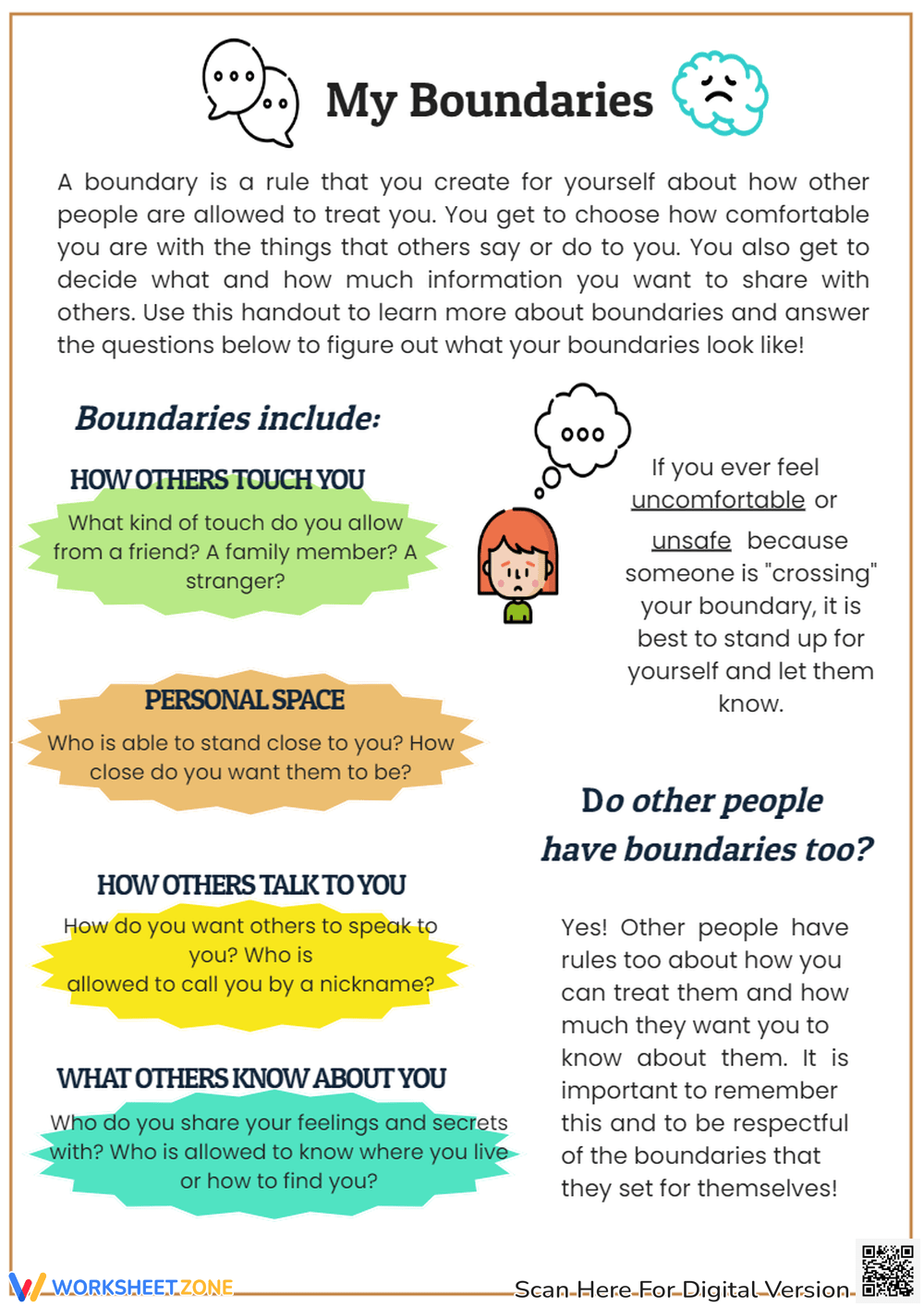 Printable Boundaries Worksheets