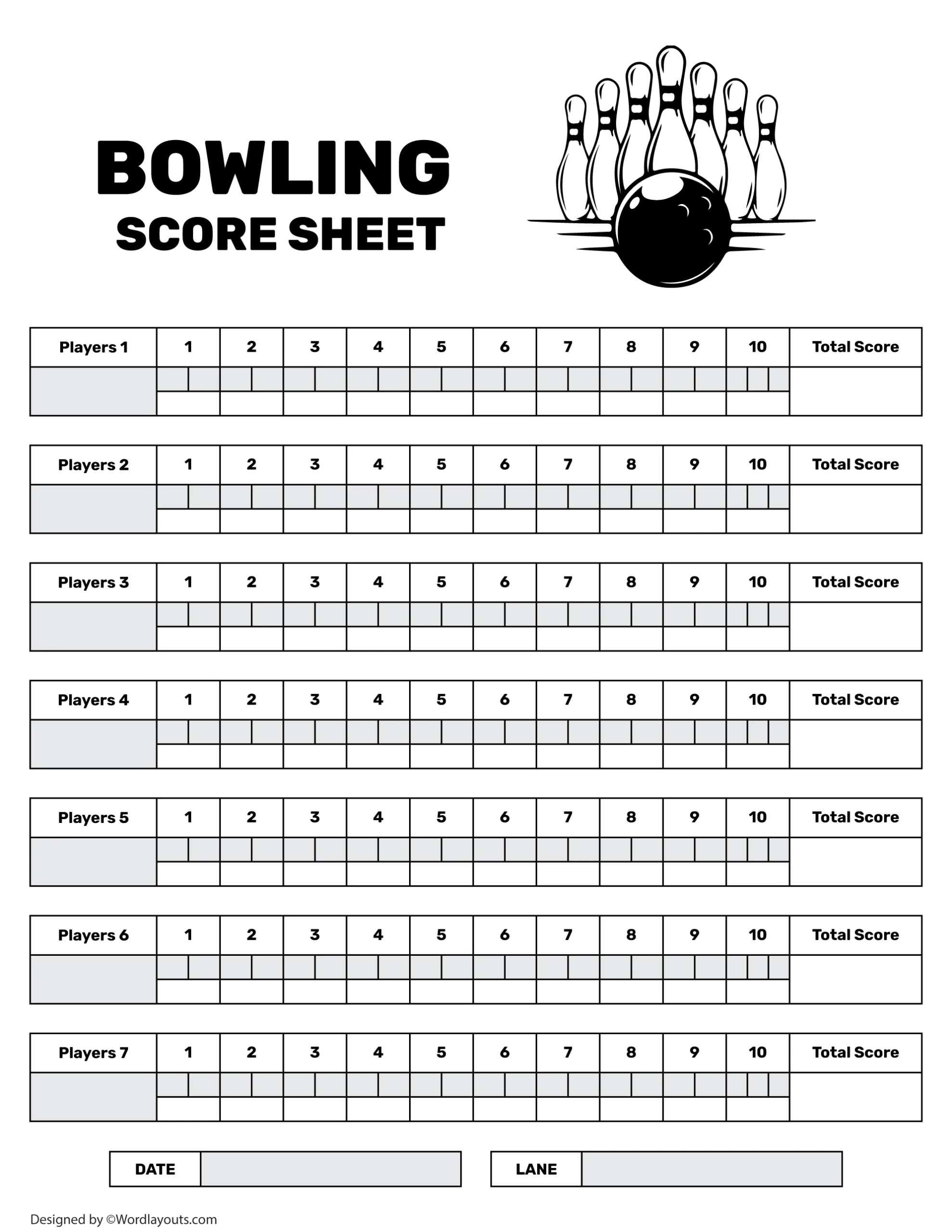 Free Printable Bowling Sheets