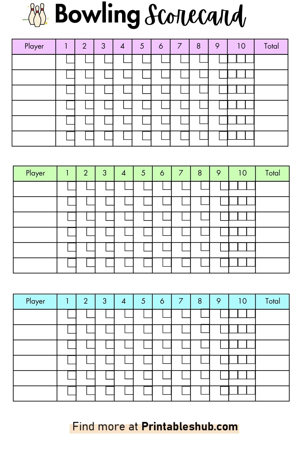 Free Printable Bowling Sheets