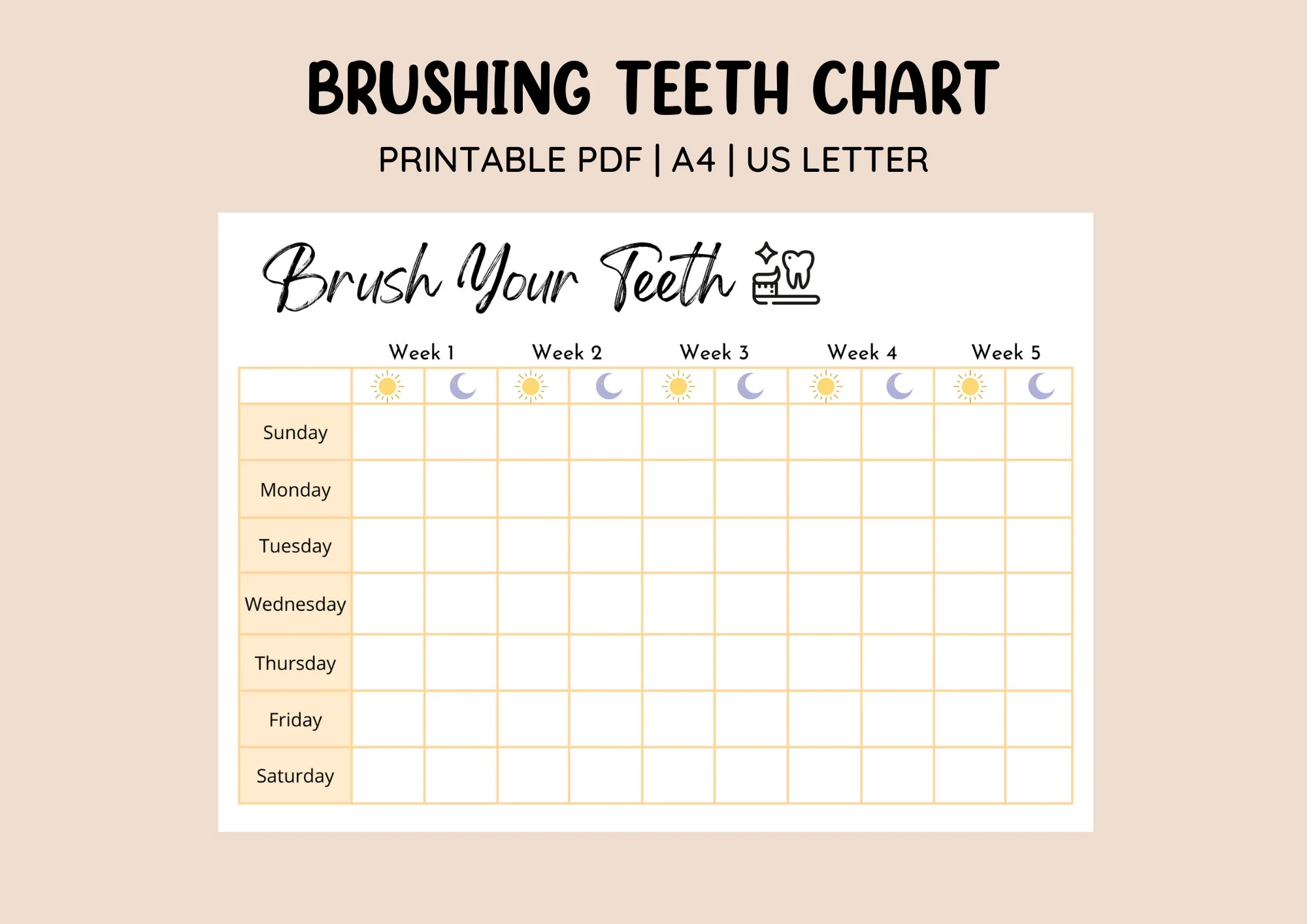 Printable Brushing Teeth Chart Toddler Brushing Kids Routine 