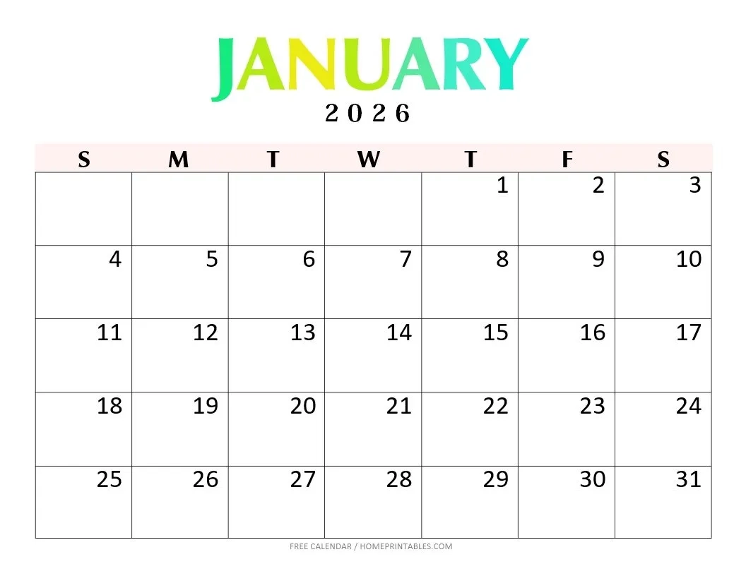 Printable Monthly 2026 Calendar With Holidays