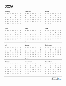Printable Calendars 2026 Free Pdf - Free Printable Template