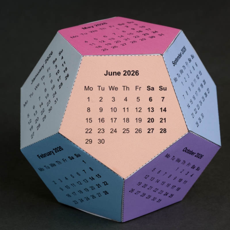 Dodecahedron Calendar 2026 Printable
