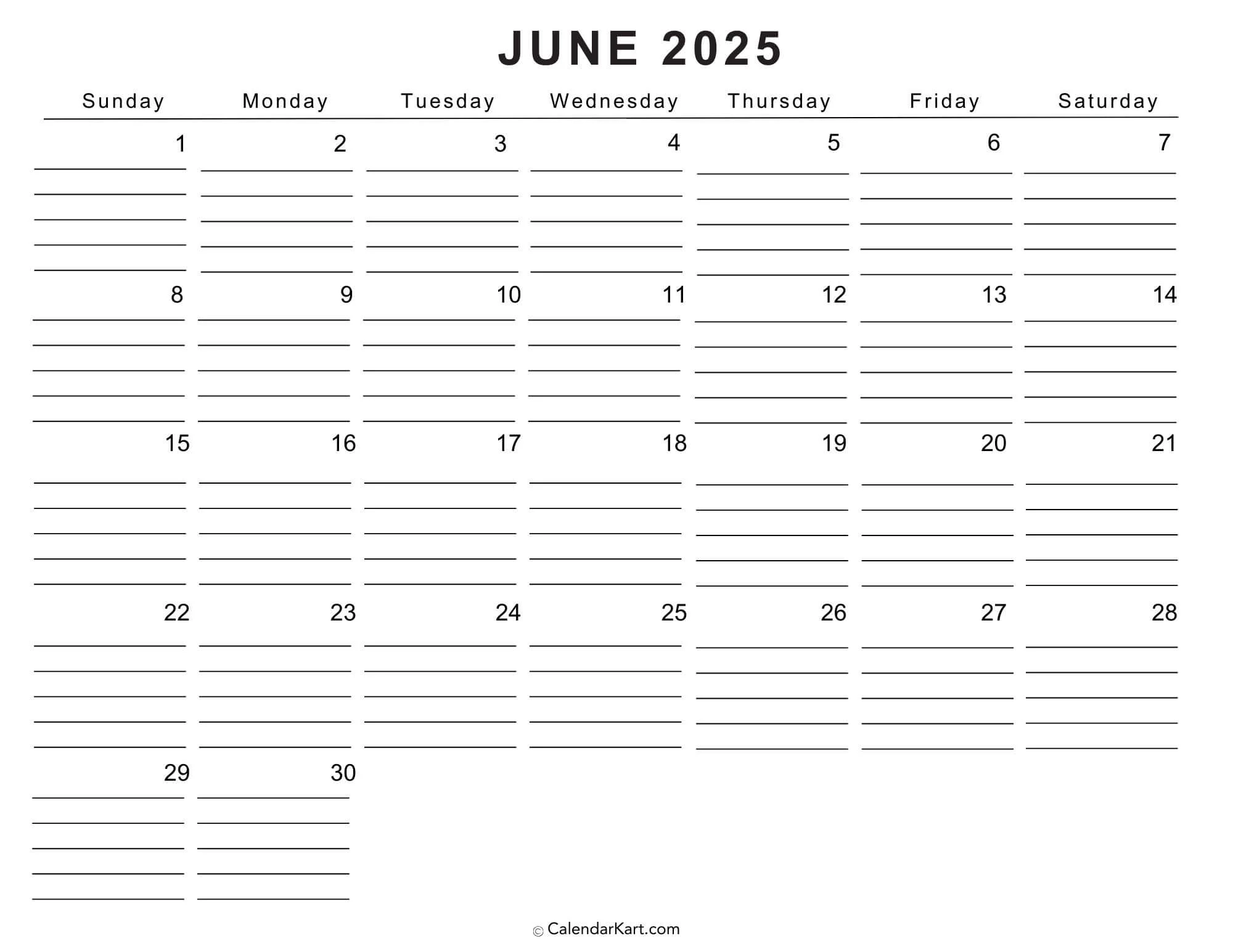 Printable Cute June 2025 Calendar Templates Calendarkart Printable Cute June 2025 Calendar Templates Calendarkart