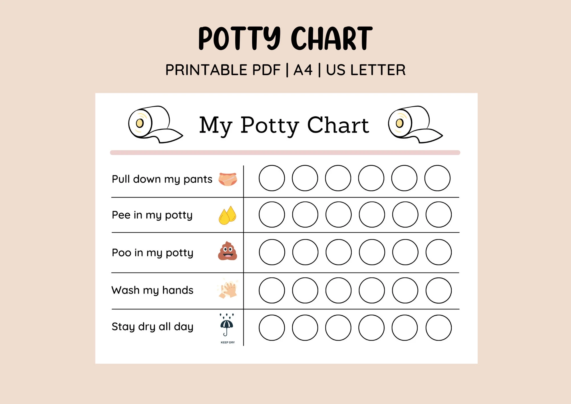 Printable Cute Potty Training Chart Sticker Chart Printable 
