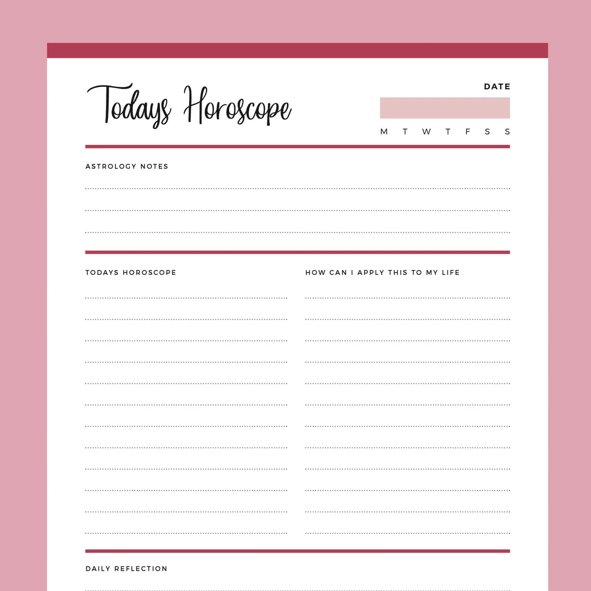 Printable Daily Horoscope Worksheets Plan Print Land