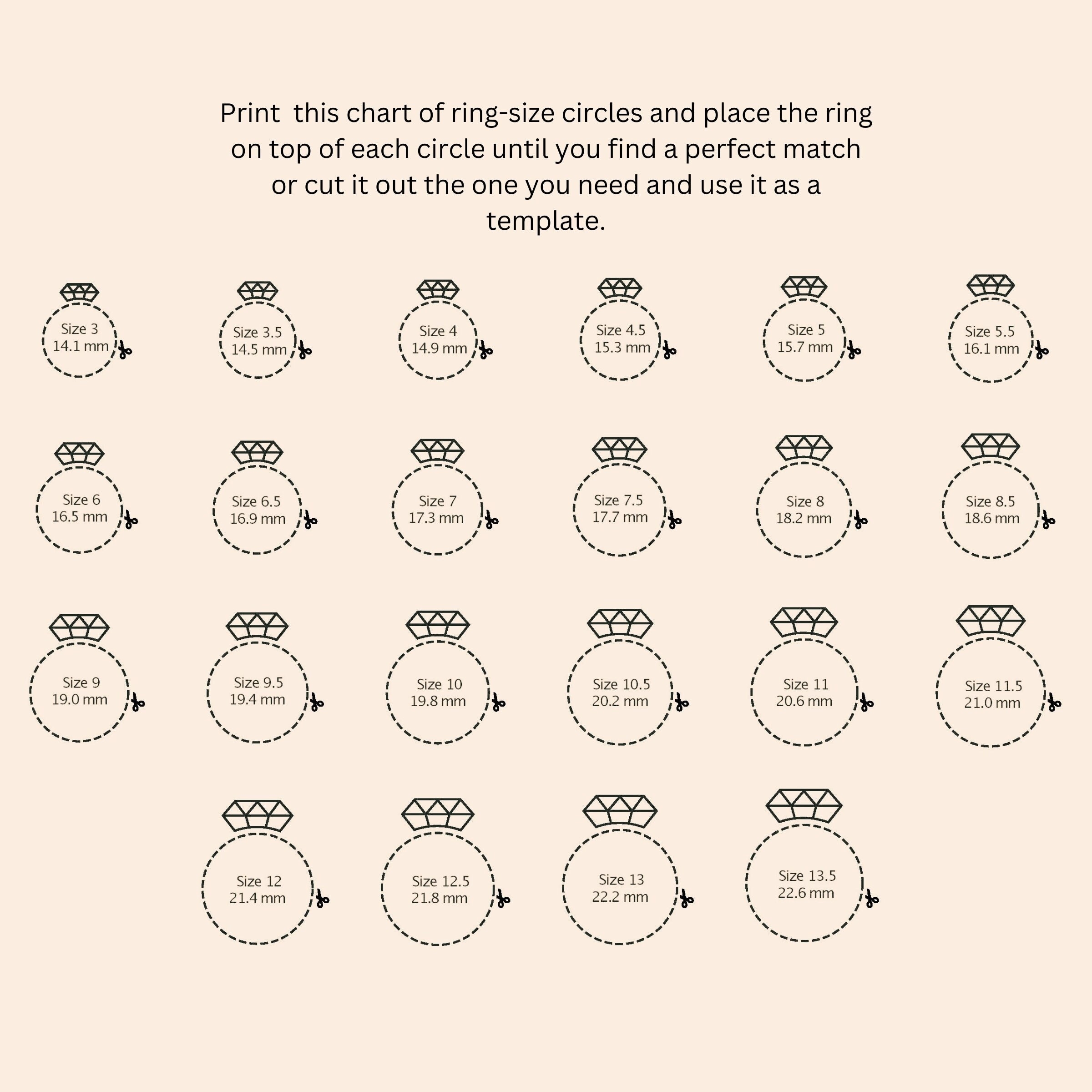 Printable Ring Measurement Chart