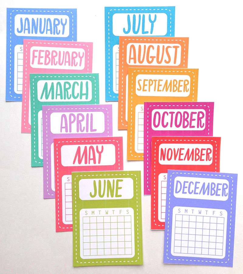 PRINTABLE DOWNLOAD MONTHLY CALENDAR CARDS Yellow Paper House