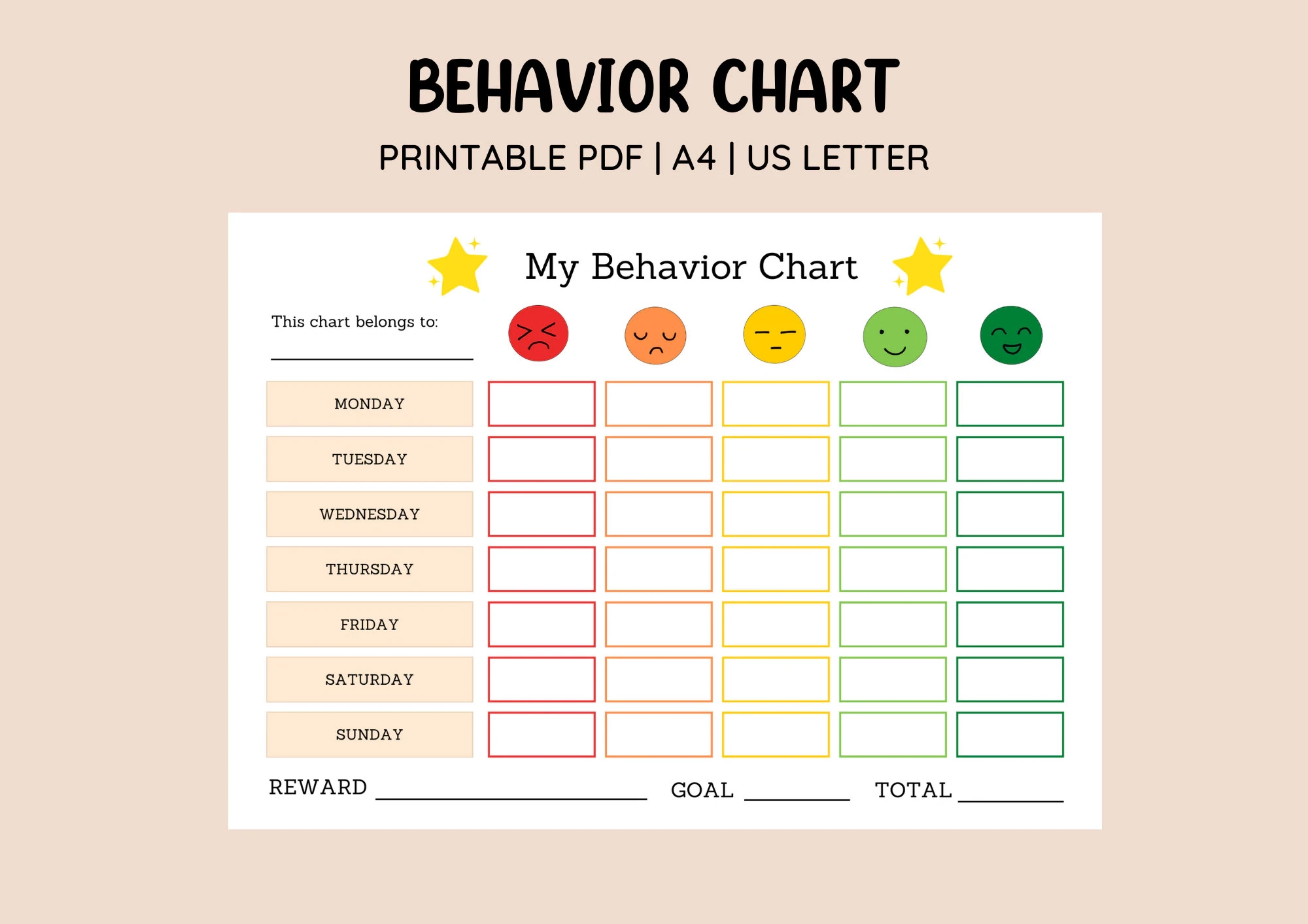 Behaviour Star Chart Printable