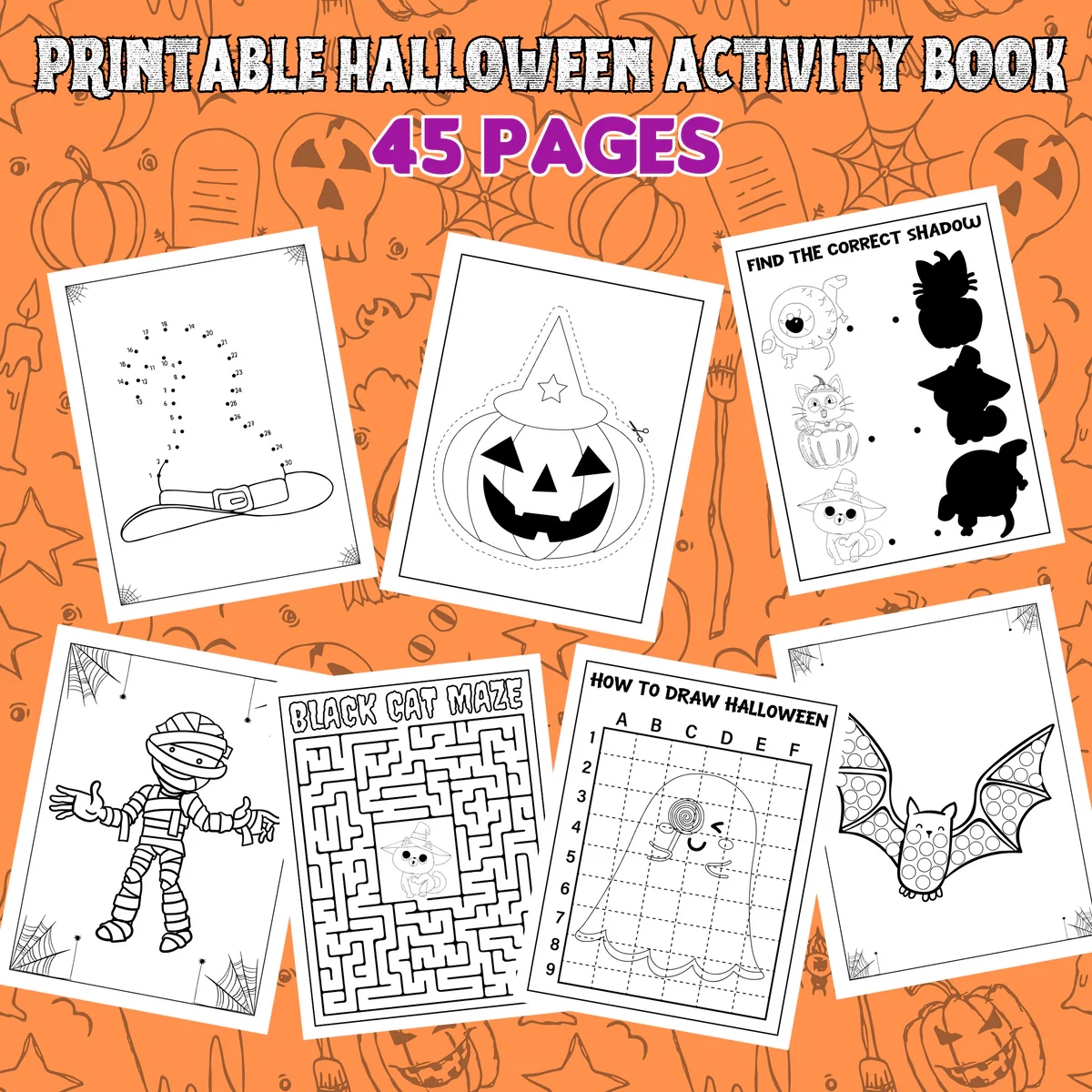 Printable Halloween Activity Book For Kids 45 Pages Cassie Smallwood