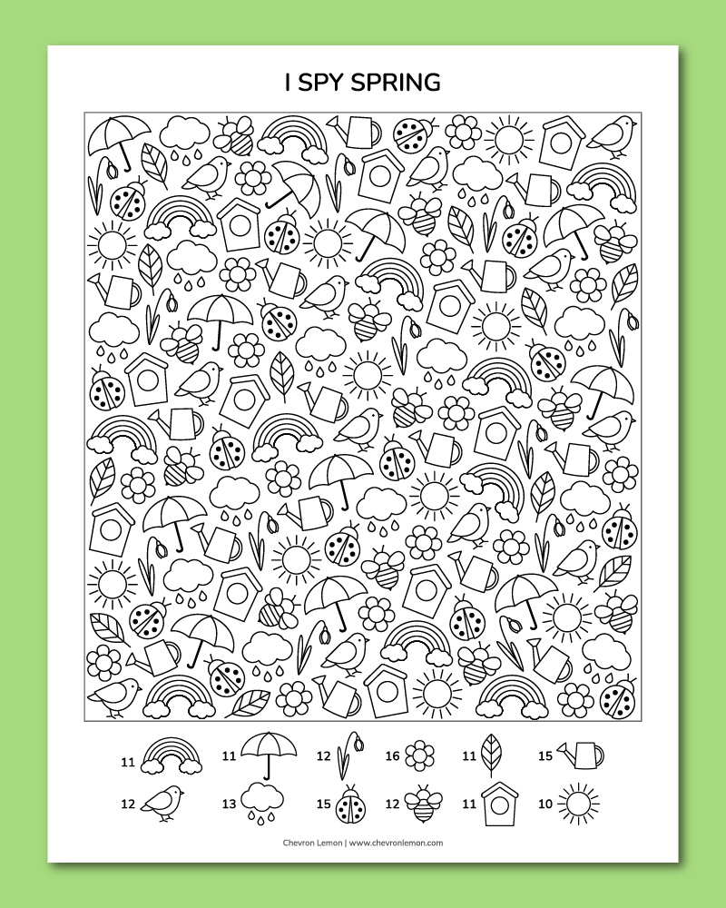Free Printable I Spy Sheets
