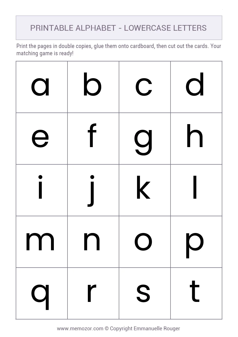 Lowercase Alphabet Chart Printable