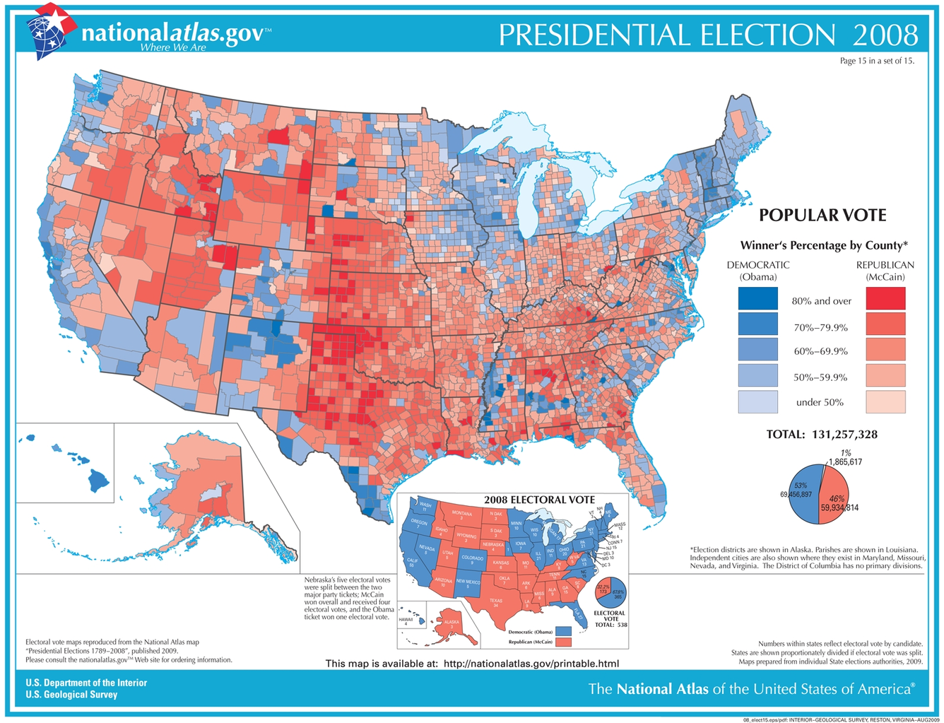 Printable Map Of 2008 Presidential Election Results U S Geological Survey