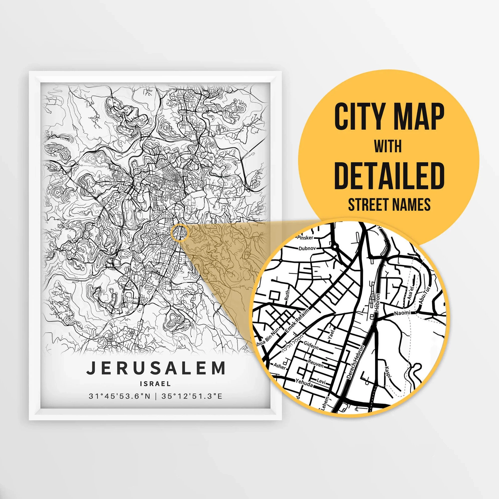 Printable Street Map Of Jerusalem