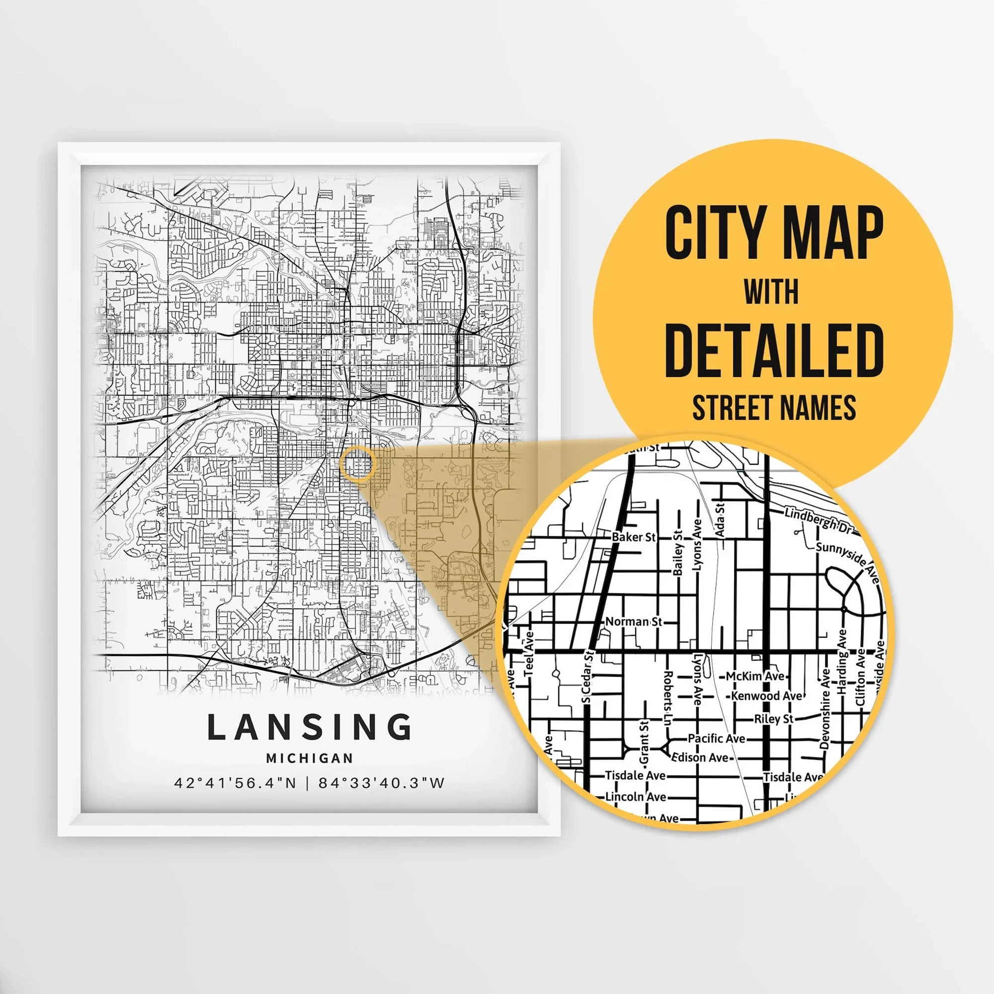 Printable Map Of Lansing Mi