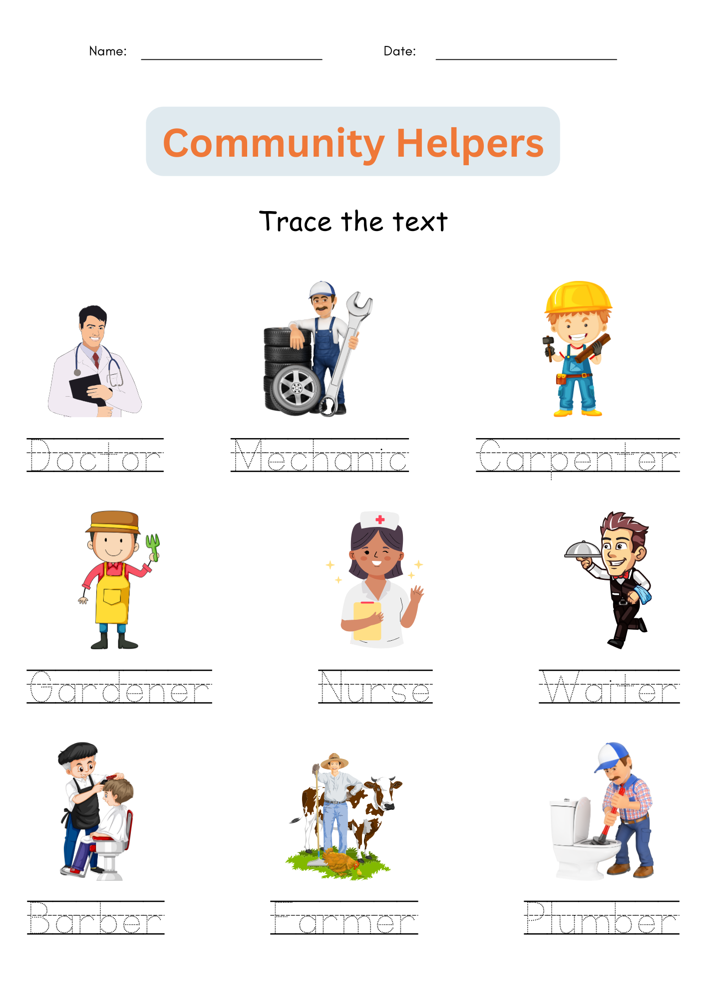Printable Matching Community Helpers Activities Worksheets For Grade 1 2 3 Made By Teachers