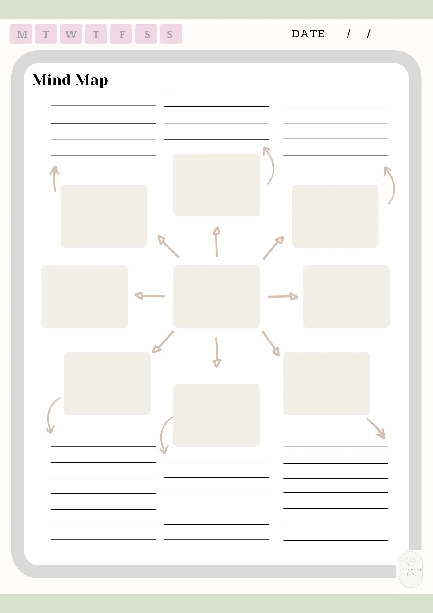 Printable Mind Map Template A4 Brainstorm Planner PDF Instant Digital Download Etsy