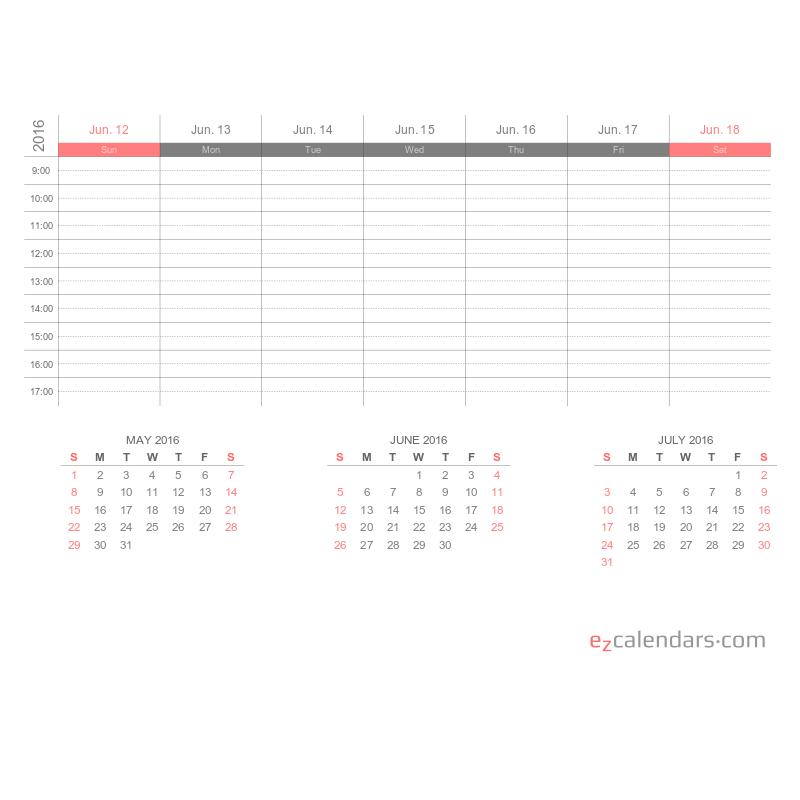 Printable One Week Appointment Calendar PDF EzCalendars