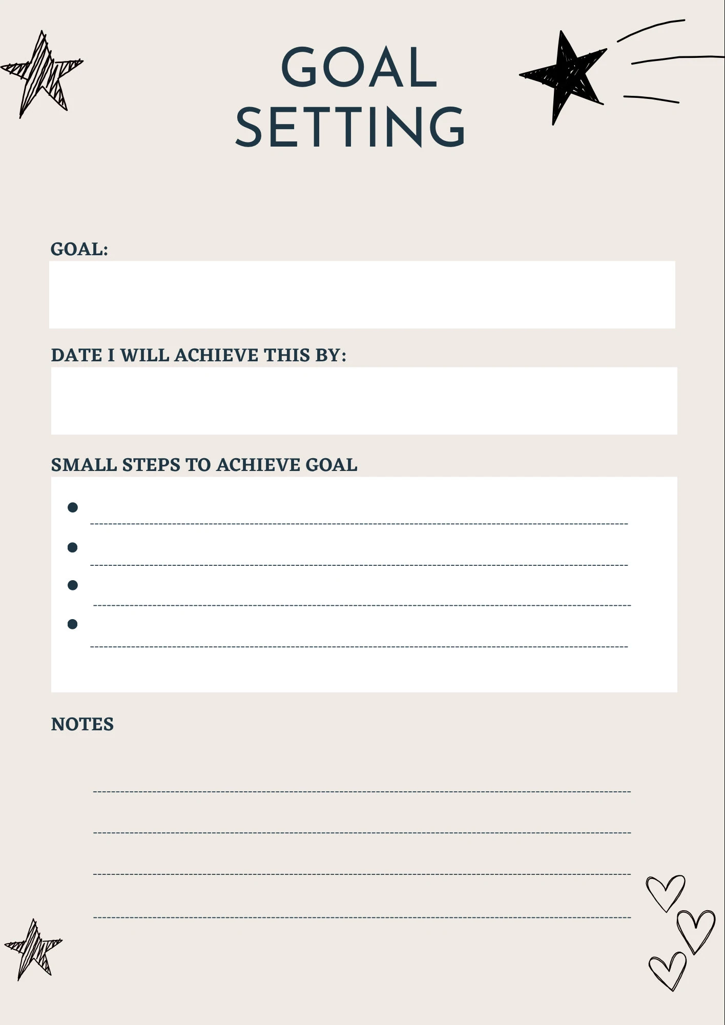 Printable Fitness Goal Setting Worksheet