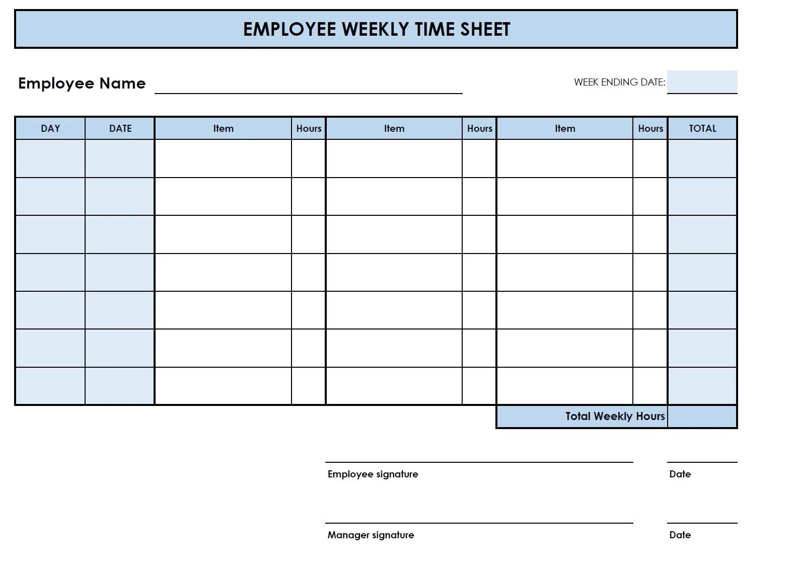 Printable Time Sheet Pdf