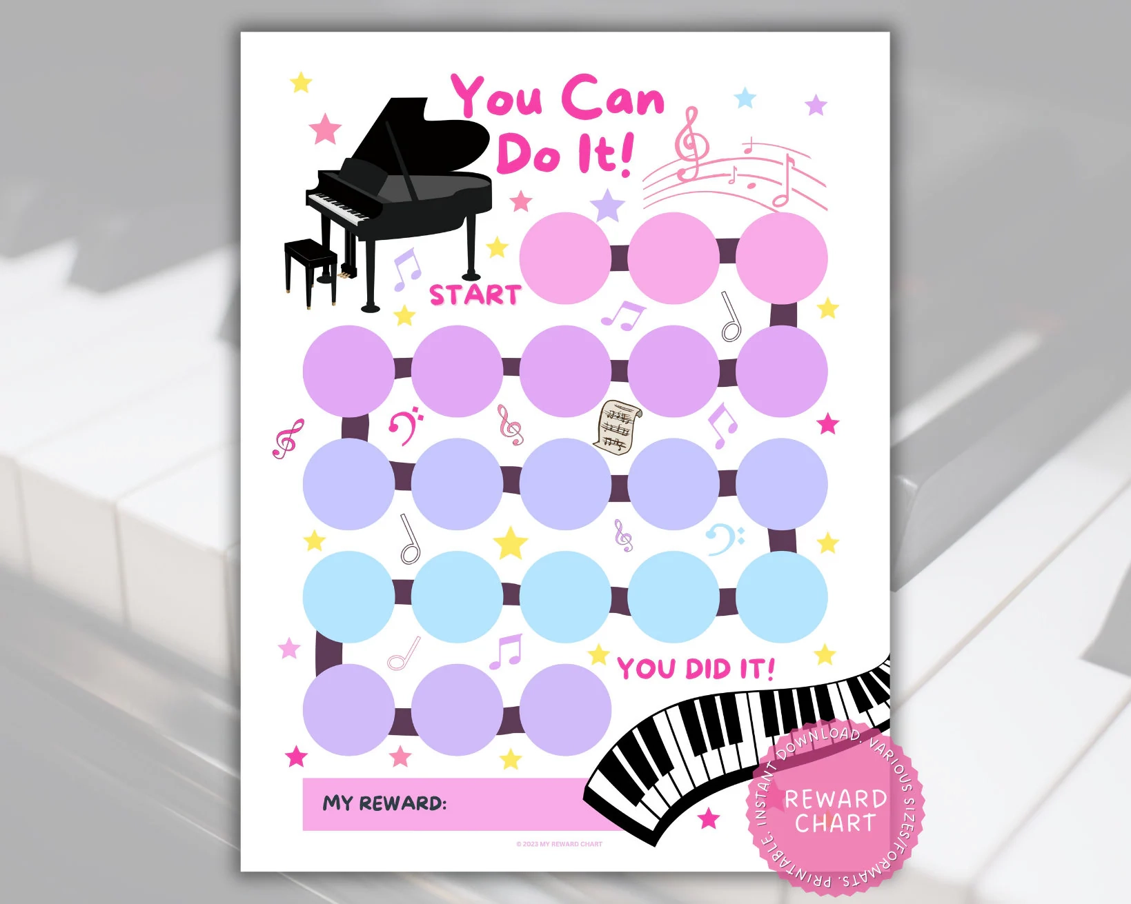 Printable Piano Practice Reward Chart For Kids digital Download Etsy Printable Piano Practice Reward Chart For Kids digital Download Etsy