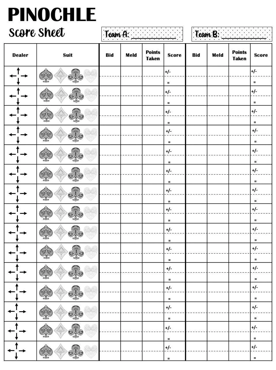 Printable Pinochle Cheat Sheet Pdf