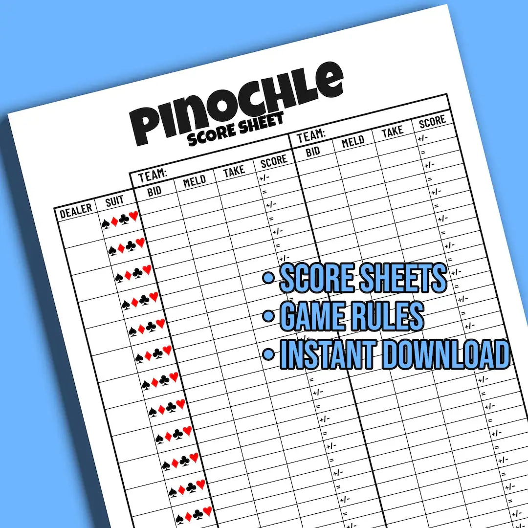Printable Pinochle Meld Pinochle Rules For Players Double Deck Pinochle Cheat Sheet Play Pinochle Double Deck