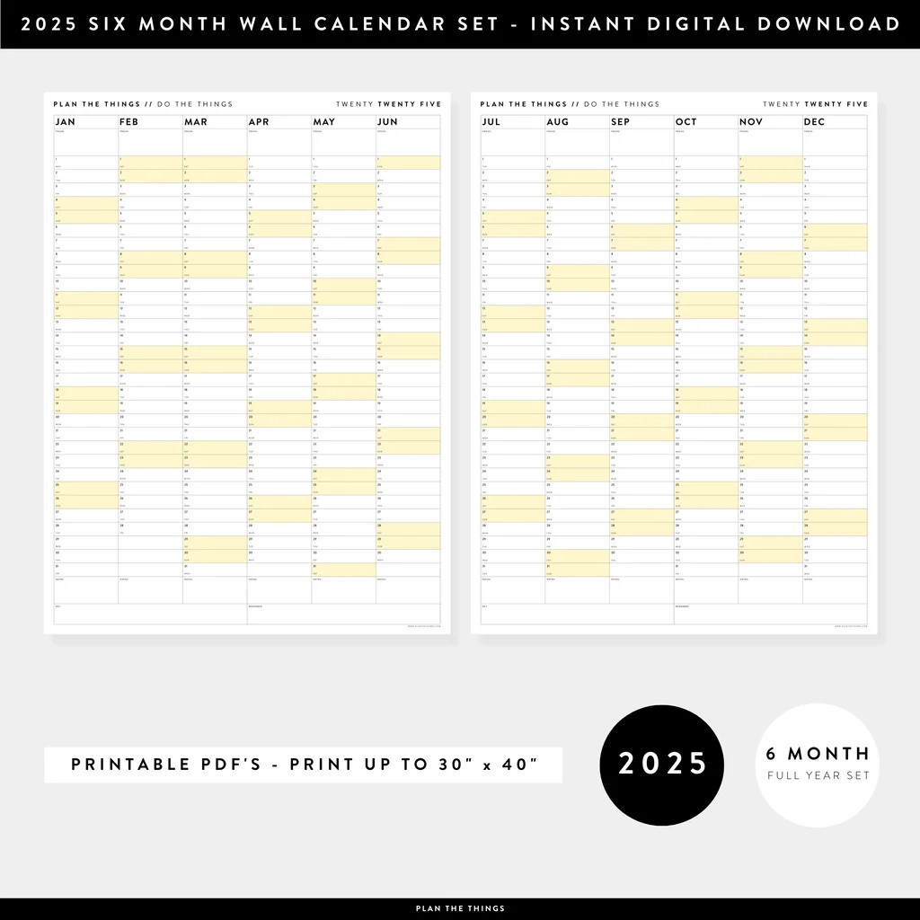 Six Month Printable Calendar