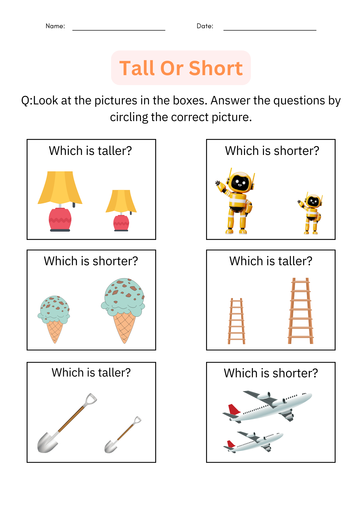 Printable Tall And Short Worksheets Tall Or Short Activities For Grade 1 2 3 Made By Teachers Printable Tall And Short Worksheets Tall Or Short Activities For Grade 1 2 3 Made By Teachers