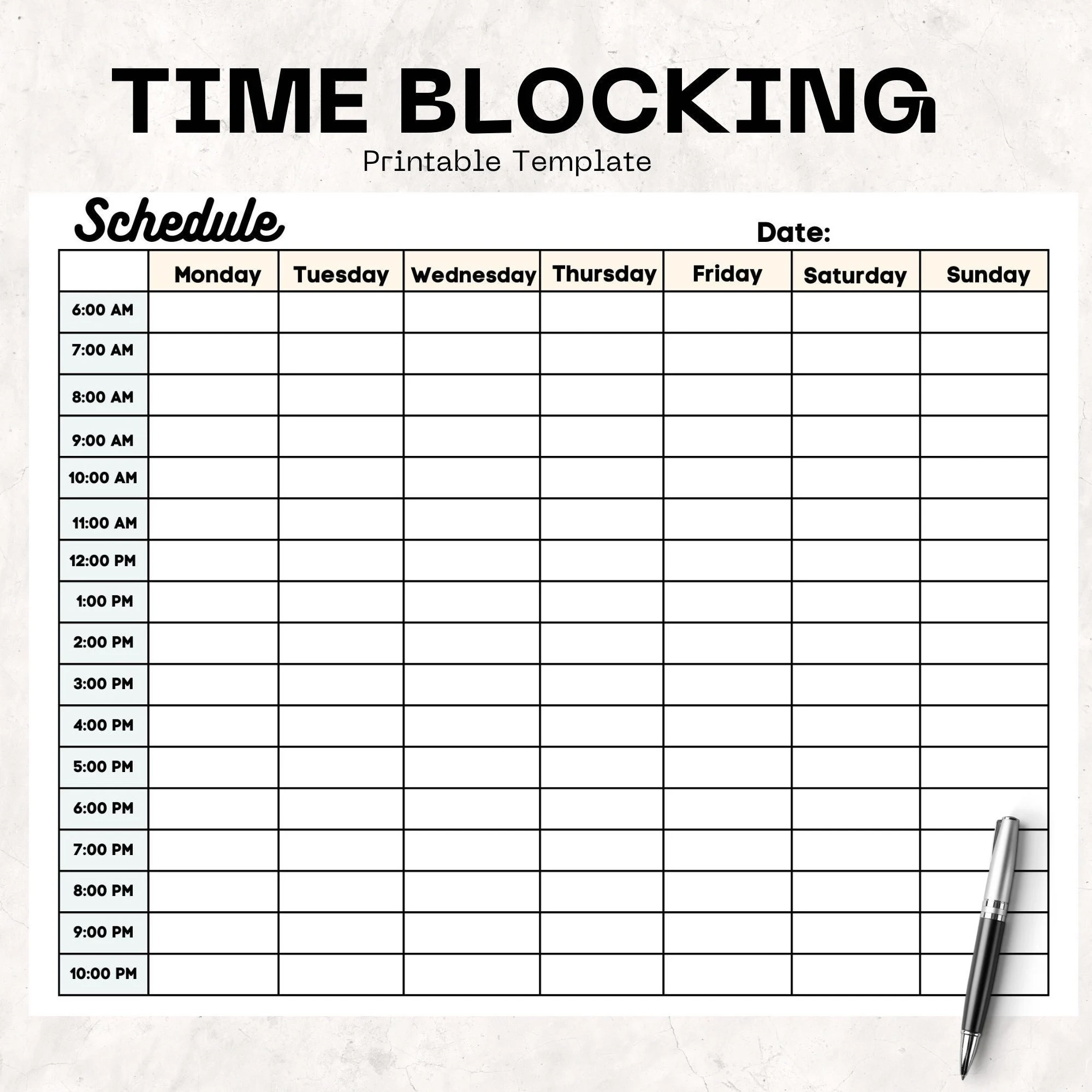 Printable Time Blocking Schedule Daily Planner PDF JPG Etsy