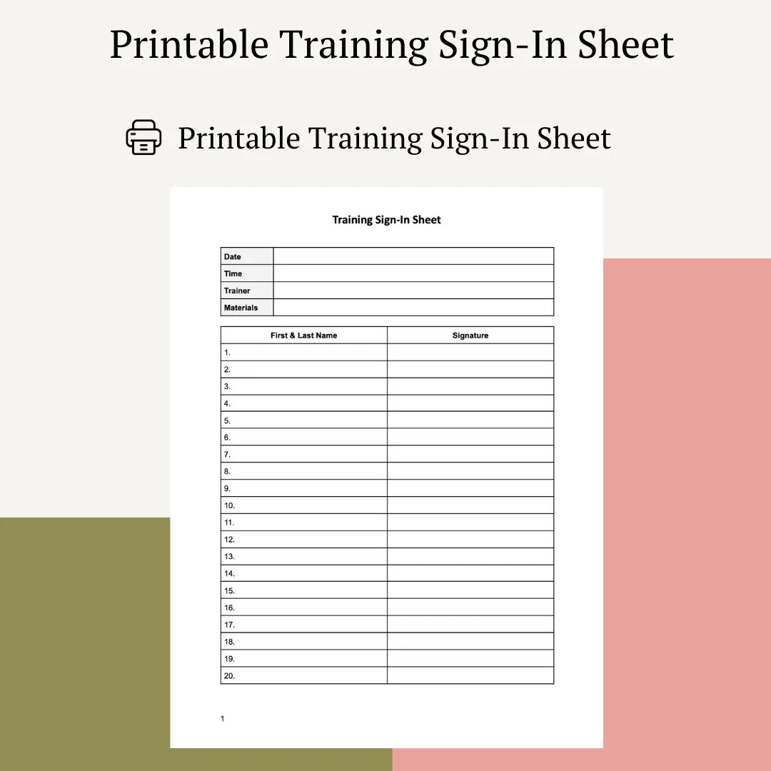 Printable Training Sign in Sheet Printable Signature Page Printable Training Sign in Template Printable Template Sign in Sheet Attendee Etsy Printable Training Sign in Sheet Printable Signature Page Printable Training Sign in Template Printable Template Sign in Sheet Attendee Etsy