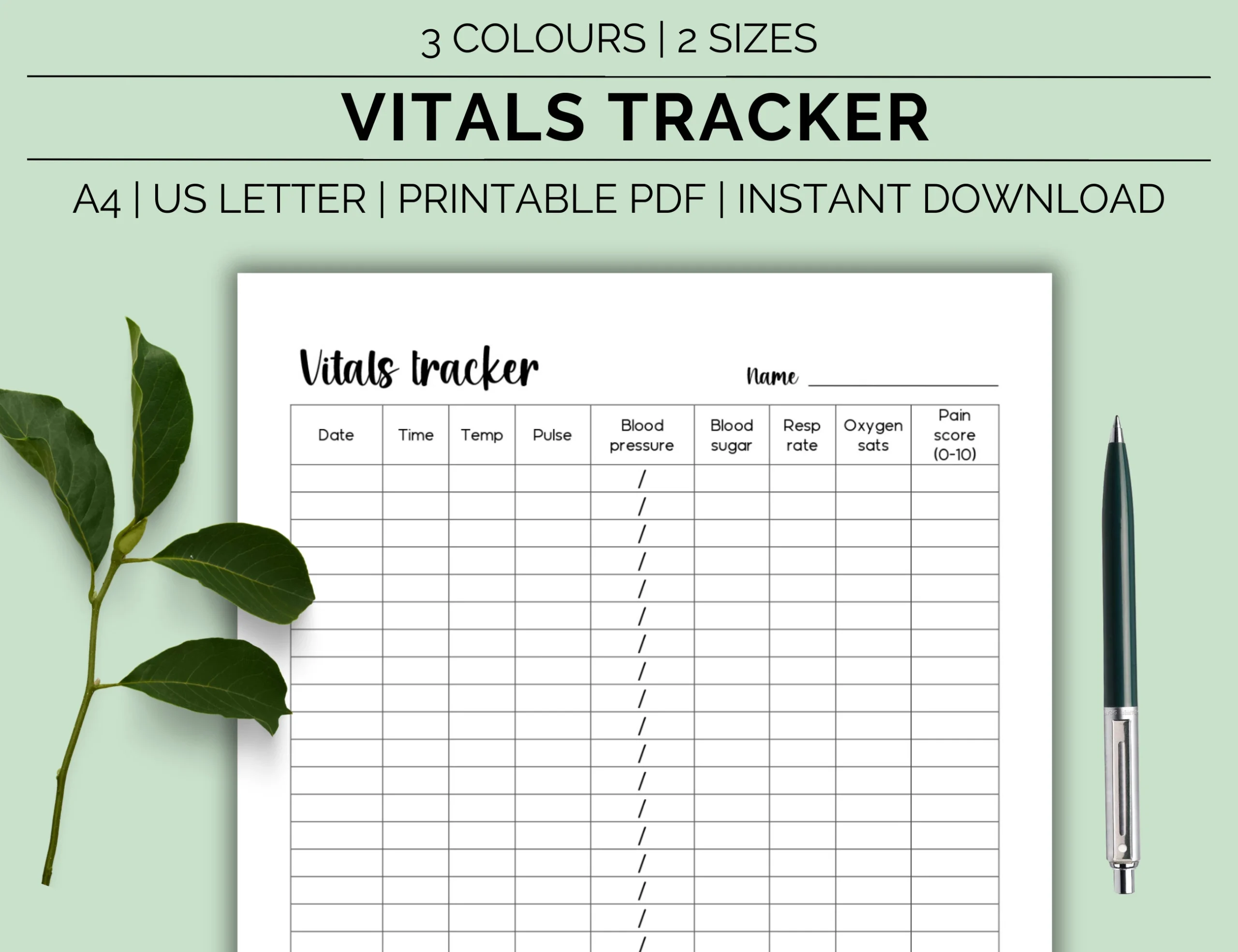 Printable Vital Sign Chart Vital Sign Log Caregiver Tracker Intake Chart Daily Vitals Chart Nursing Vitals Sheet Nursing Notes PDF Etsy