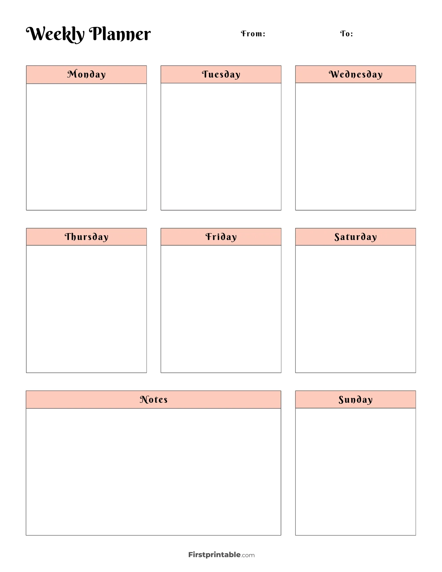 Printable Weekly Calendar Planner Free Templates