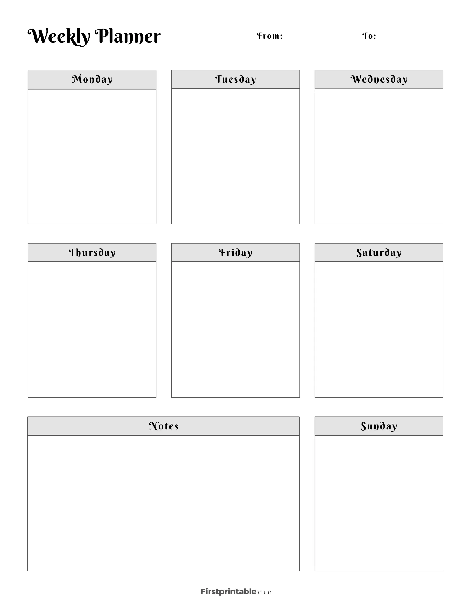 Printable Weekly Calendar Planner Free Templates