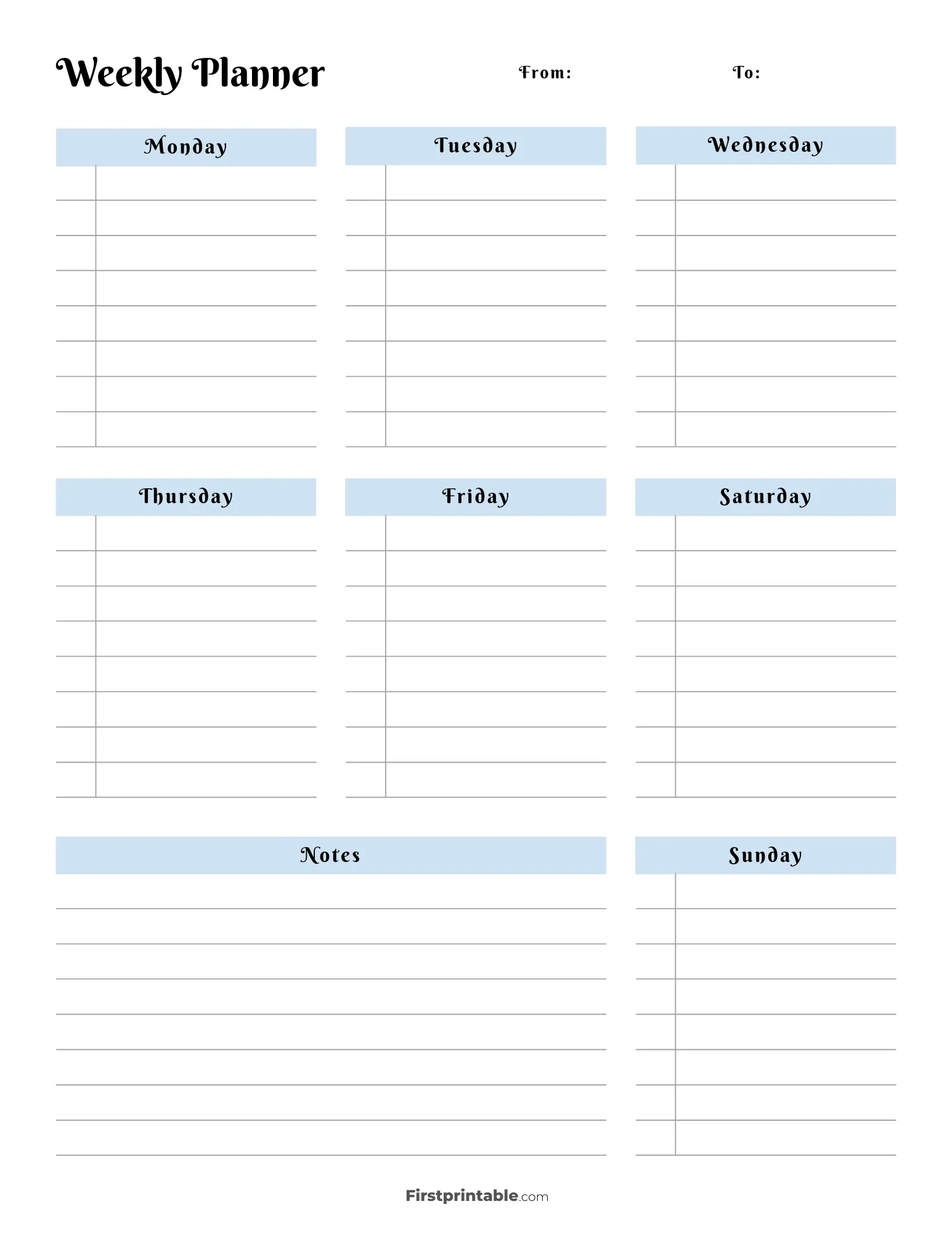 Blank Weekly Calendar Printable Pdf